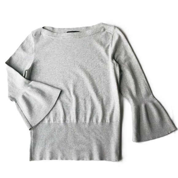Ann Taylor Tops - Ann Taylor Silk Cotton Blend Boatneck Pullover Top Bell Sleeve Size S Light Grey